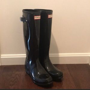 Black Glossy Tall Hunter Boots